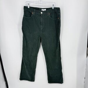 RE/DONE 70s Straight Corduroy Pants Mens 32 x 27.5 Washed Dark Moss Green